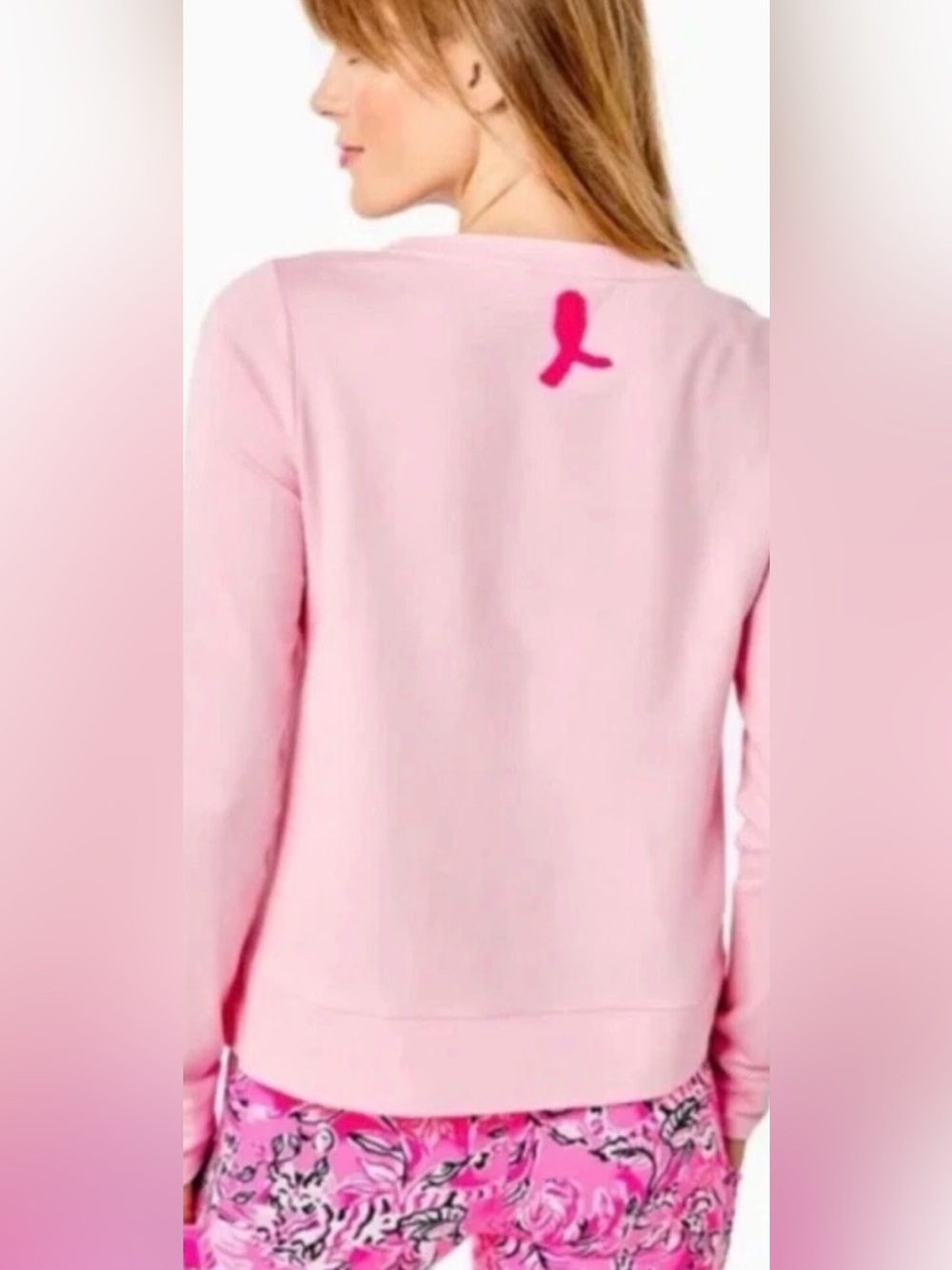 Lilly Pulitzer Pink Rami Graphic Sweatshirt Love Embellished Top Size Small - Picture 2 of 11